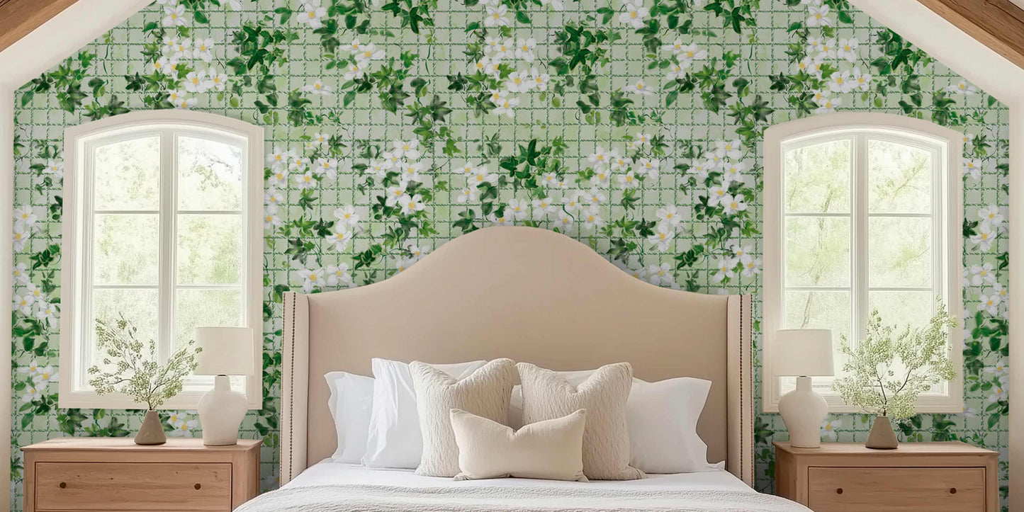 peaceful botanical bedroom floral wallpaper