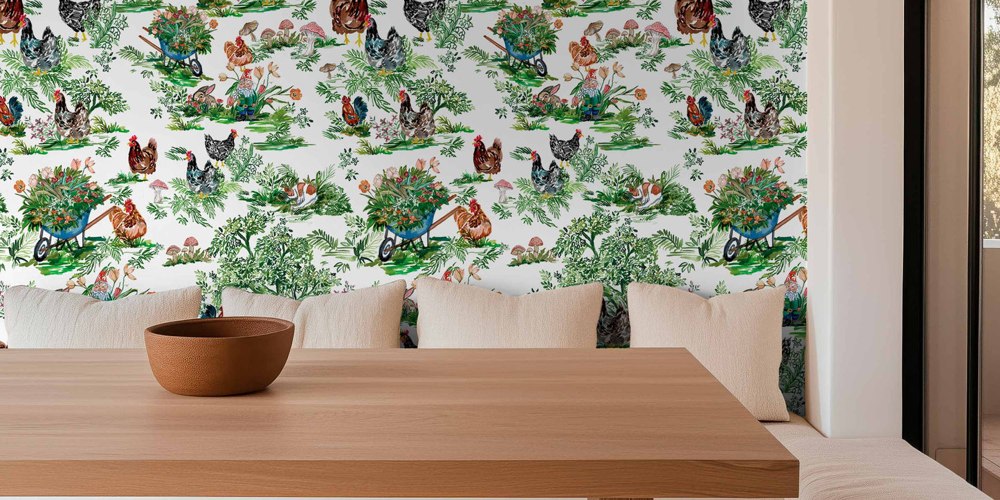 Toile wallpaper with classic scenic illustration