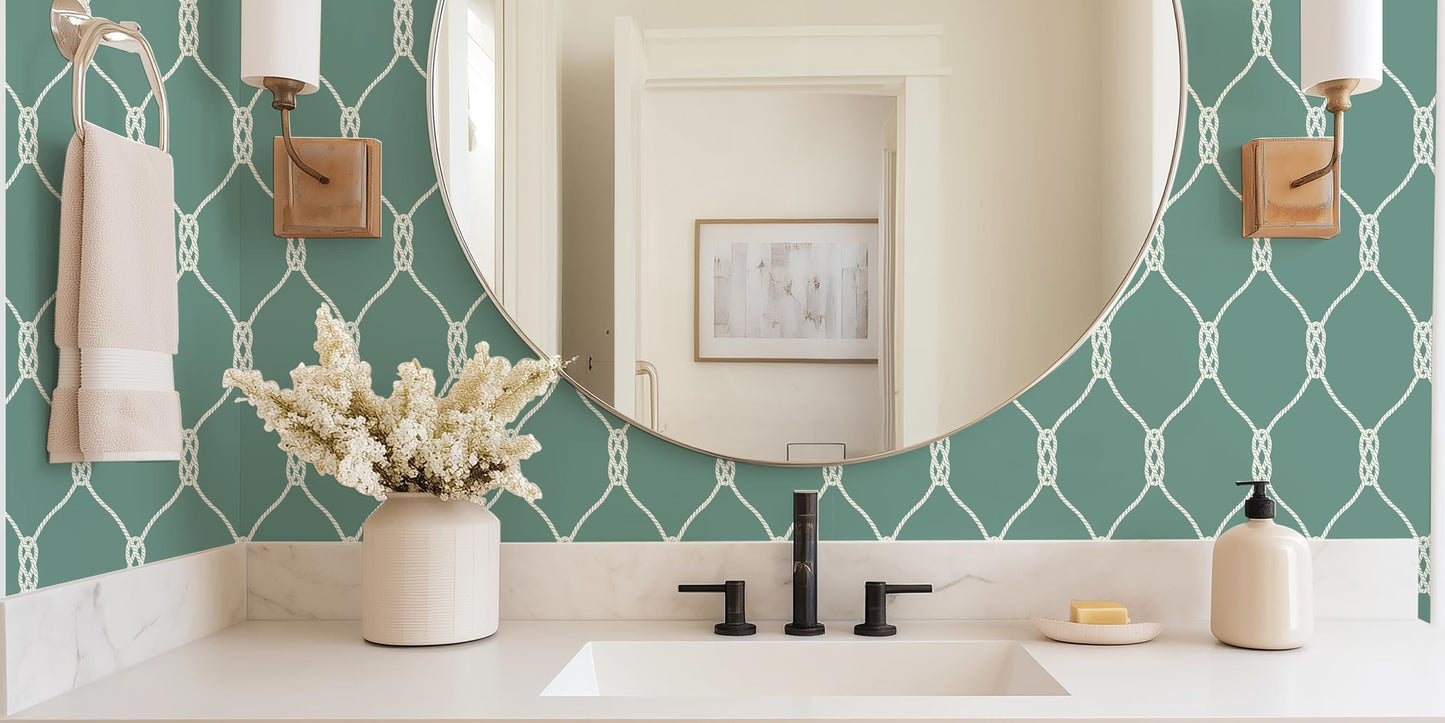 Mudroom wallpaper with practical, stylish pattern