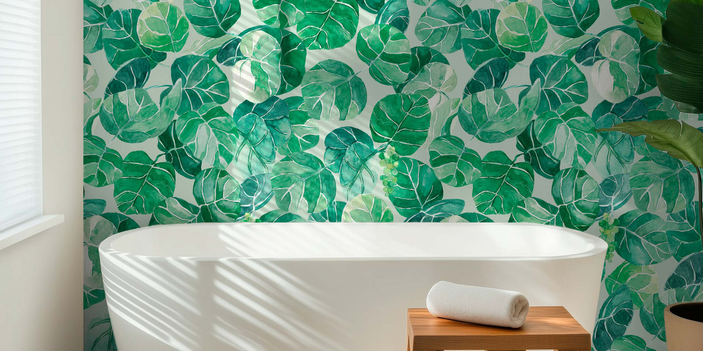 Tropical palm leaf wallpaper with lush botanical design