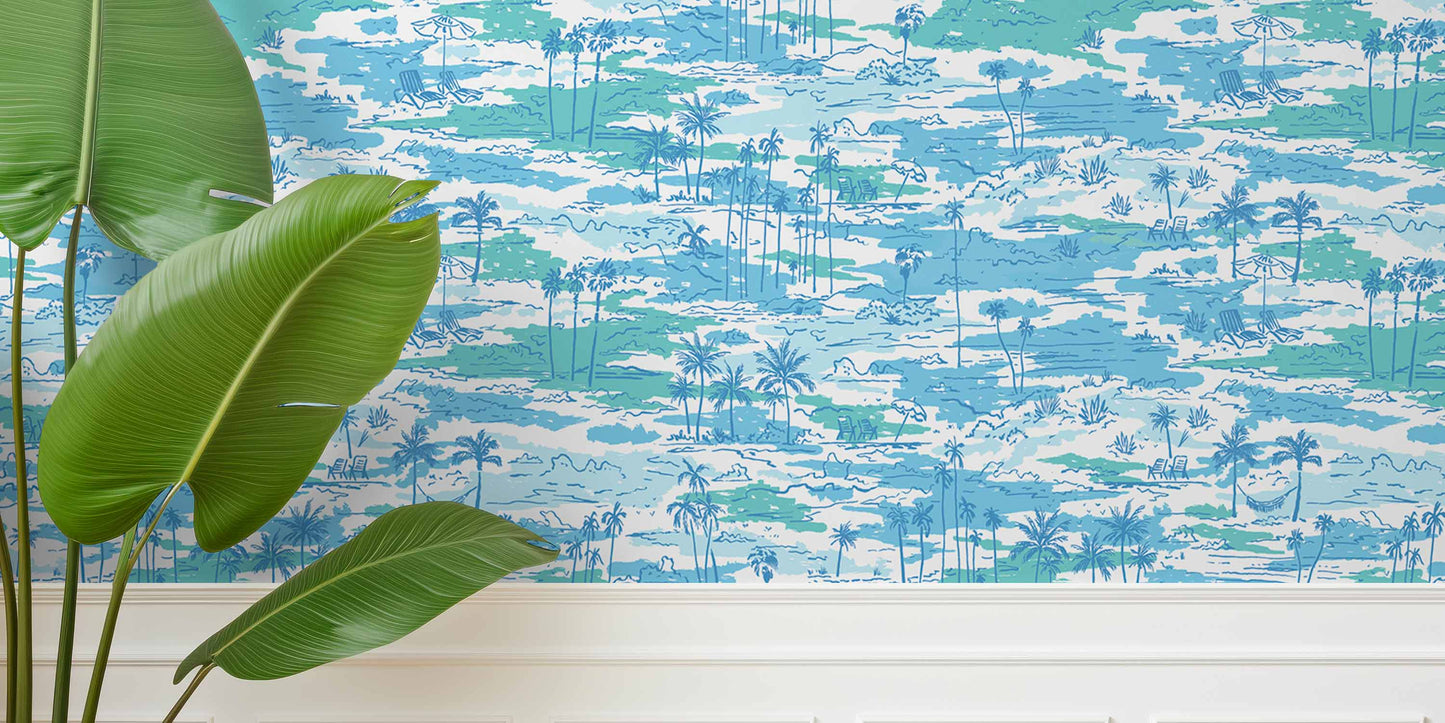 coastal inspired wallpaper for sun rooms and cabans