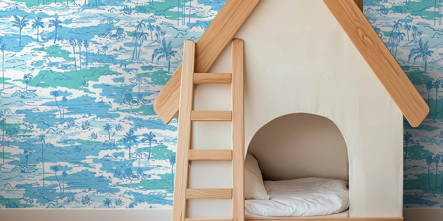 Kids wallpaper with playful illustrated pattern