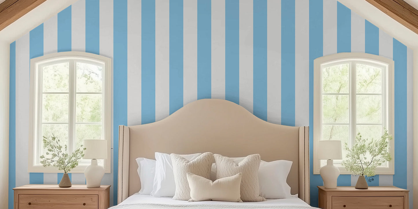 Striped wallpaper with clean linear pattern and tailored look