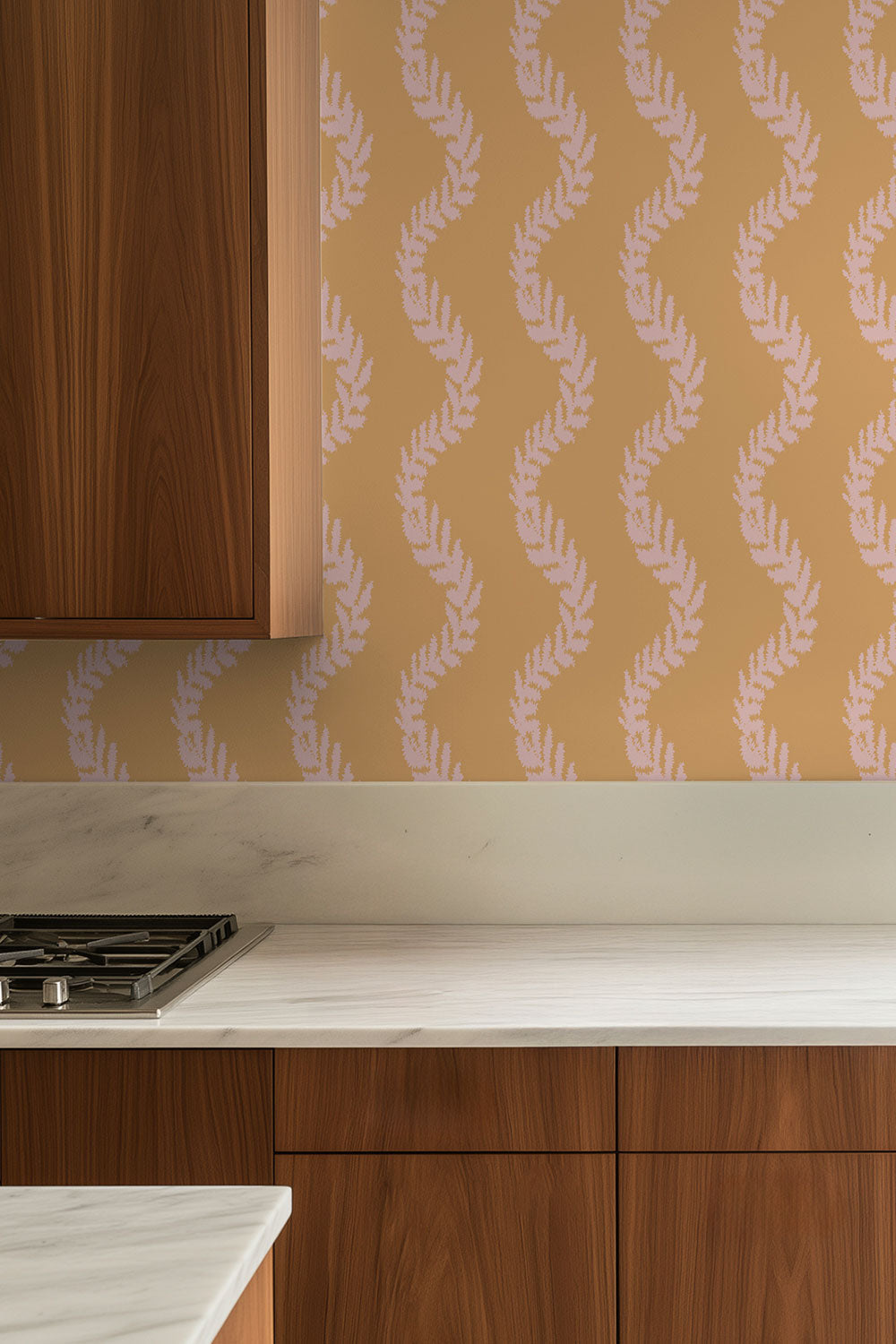 botanical striped wallpaper for kitchens