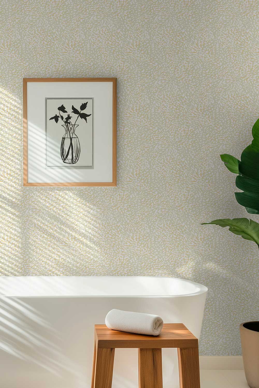 neutral abstract leopard wave print abstract printed on commercial grade water and stain resistant performance vinyl wall-covering, great for bathrooms, kitchens and commercial spaces