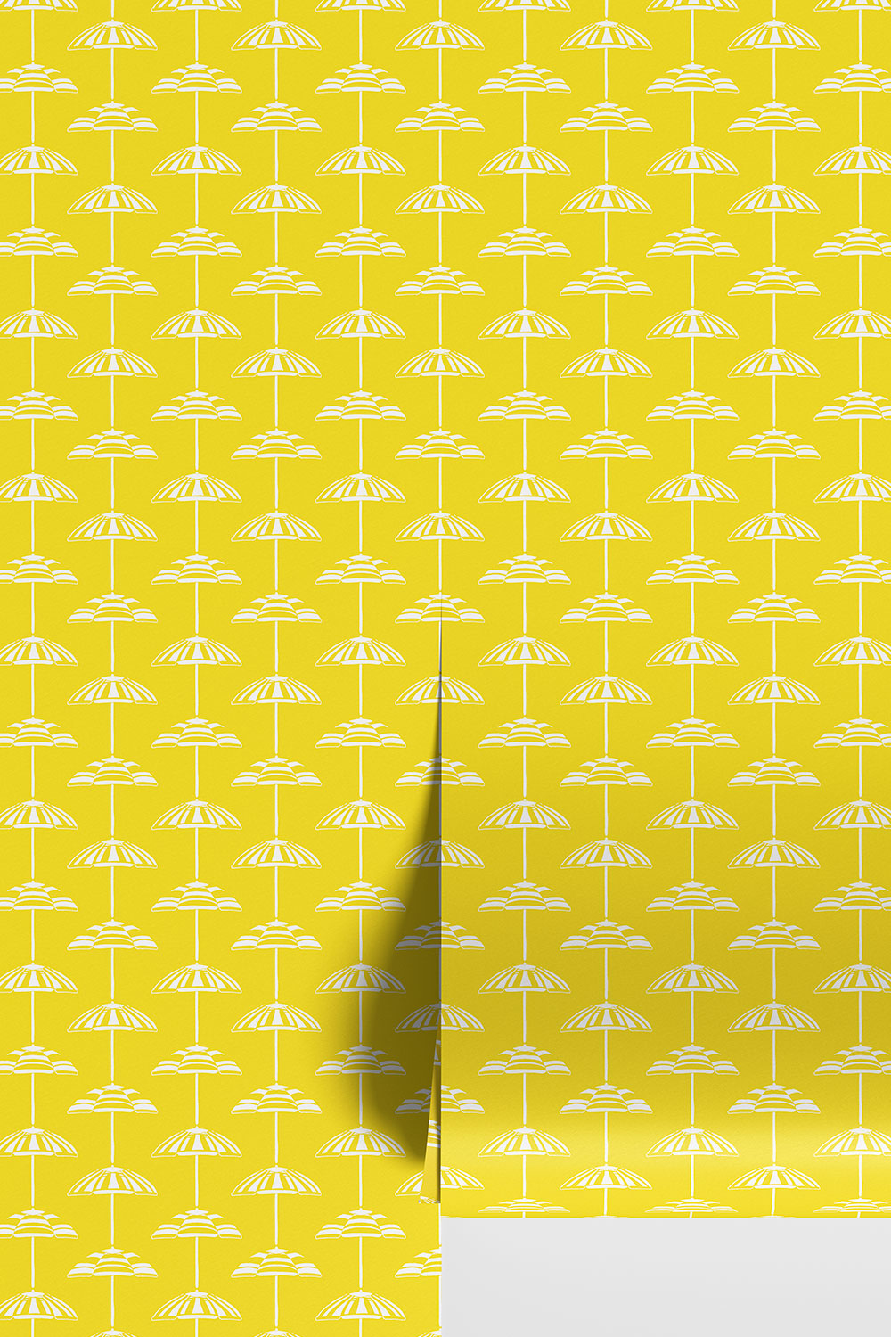 hand-drawn beach umbrella wallpaper
cabana stripe wallpaper
beach club inspired wallpaper
coastal stripe wallpaper
neutral coastal wallpaper
colorful wallpaper for kids
bunk room wallpaper
poolside cabana design
shoreline style wallpaper
playful coastal interior design
playful yellow and white stripe