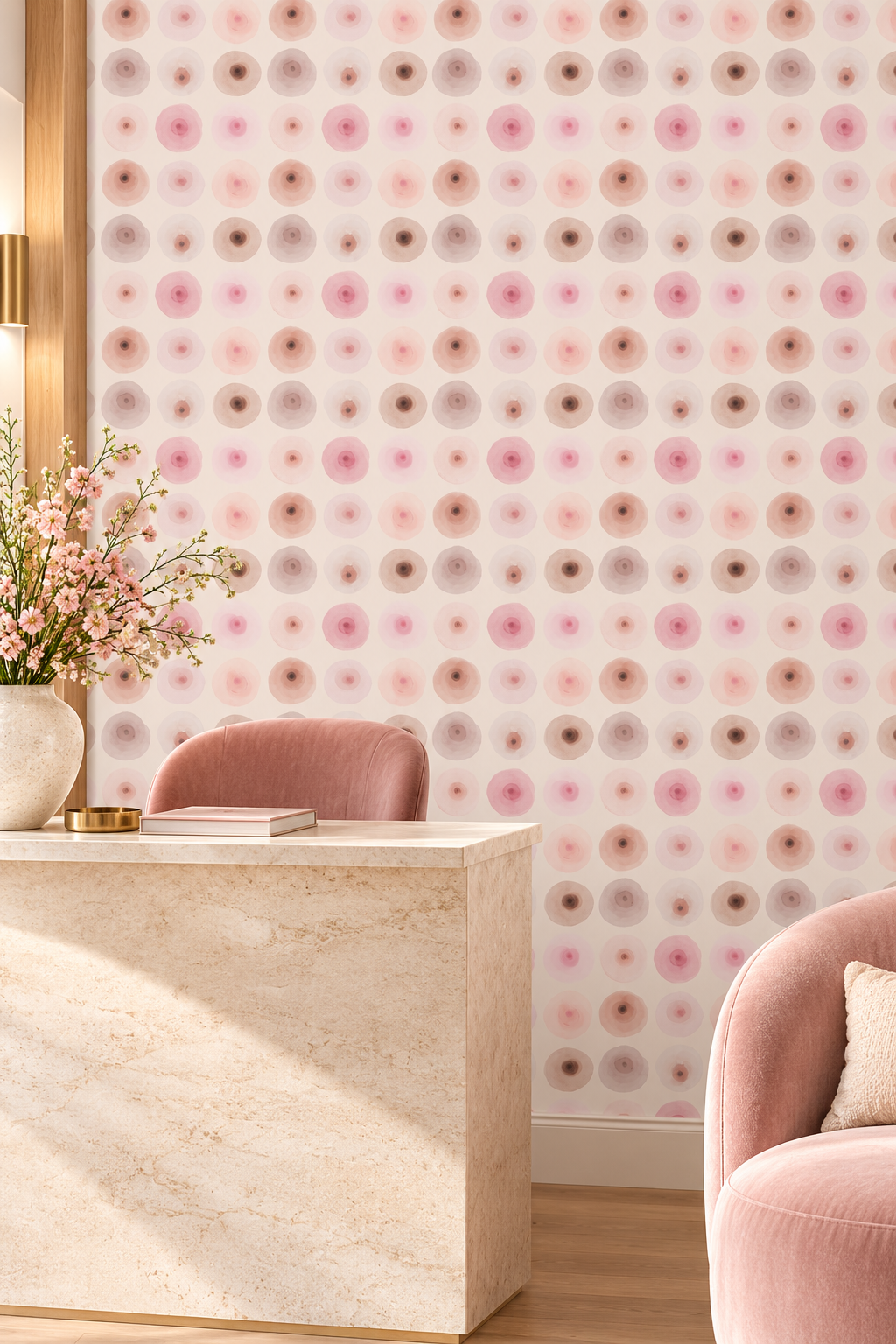 boobs in bloom wallpaper, feminine wallpaper, abstract dot wallpaper, watercolor wallpaper, body positive decor, pink nude wallpaper, modern bathroom wallpaper, closet wallpaper, med spa wallpaper, hand-painted wallpaper