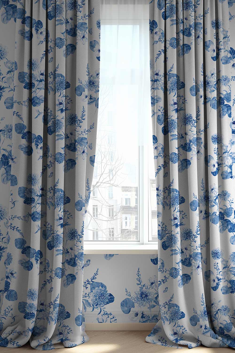 Botanical floral upholstery fabric with hand-painted dahlias, snapdragons, and hummingbirds in a vibrant, garden-inspired layout.