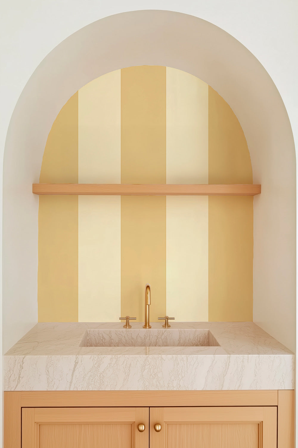 bar with Pool club inspired luxury striped neutral wallpaper for coastal homes