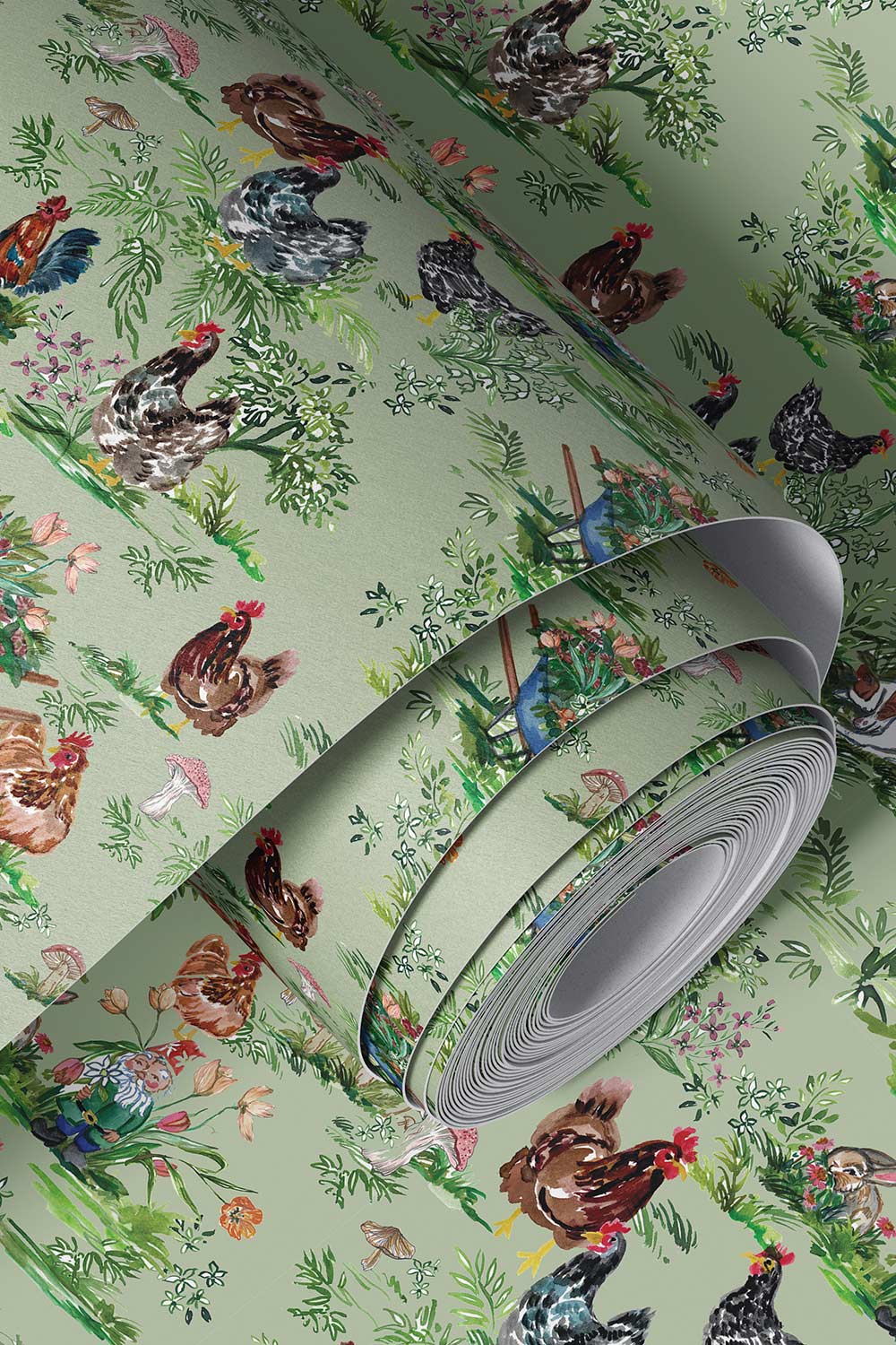 vinyl chicken wallpaper, farmhouse vinyl wallpaper, cottage toile vinyl, washable kitchen wallpaper, textured vinyl wallcovering, farmhouse chicken toile, family-friendly wallpaper, durable toile wallpaper