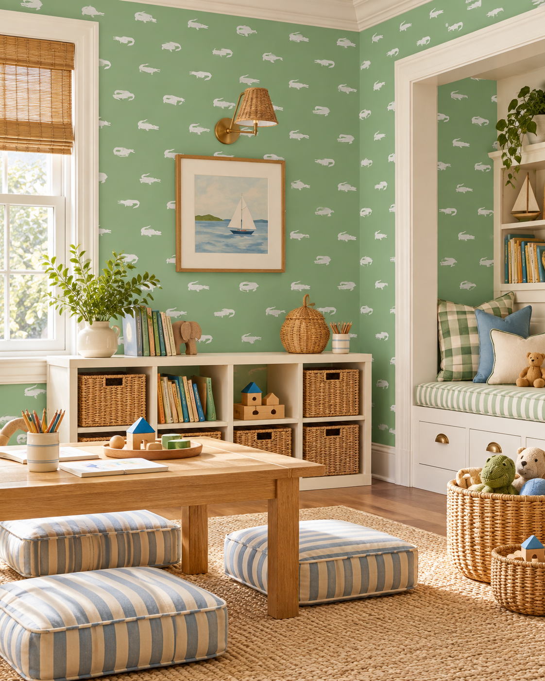 playful crocodile animal wallpaper, commercial grade water and stain resistant performance vinyl wall-covering, great for bathrooms, kitchens commercial spaces and kid's bedrooms and playrooms