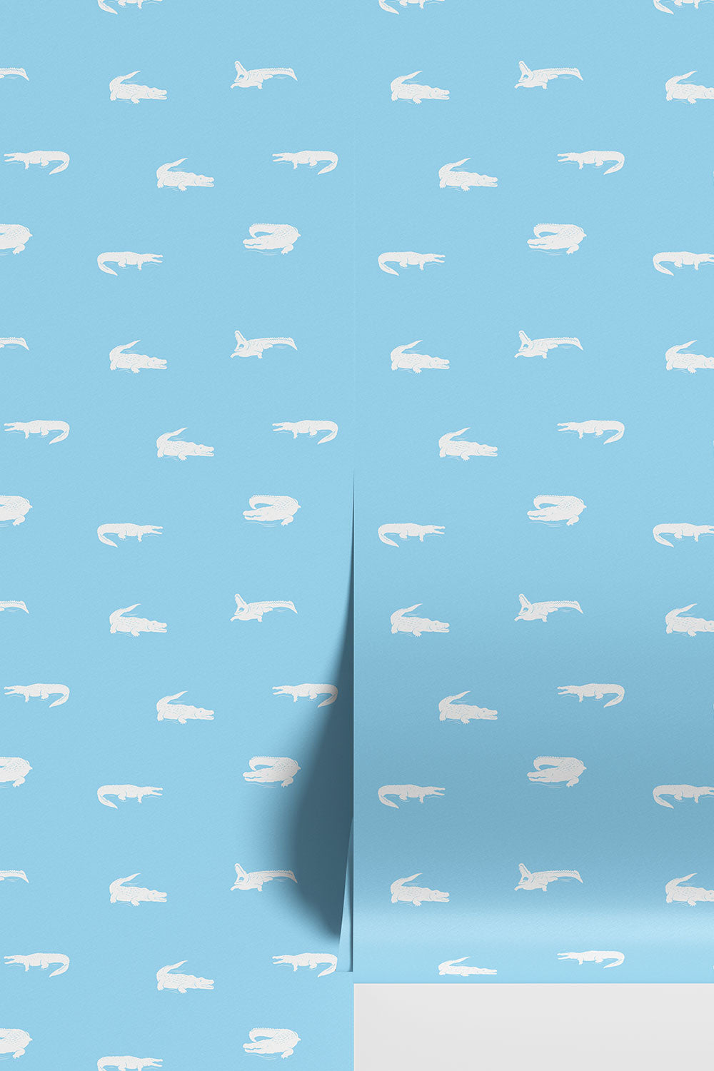 blue and white crocodile wallpaper
kids wallpaper
coastal kids wallpaper
animal print wallpaper for kids
friendly crocodile design
playroom wallpaper
bathroom wallpaper for kids
boys bedroom wallpaper
quirky animal wallpaper
coastal fun interior design
