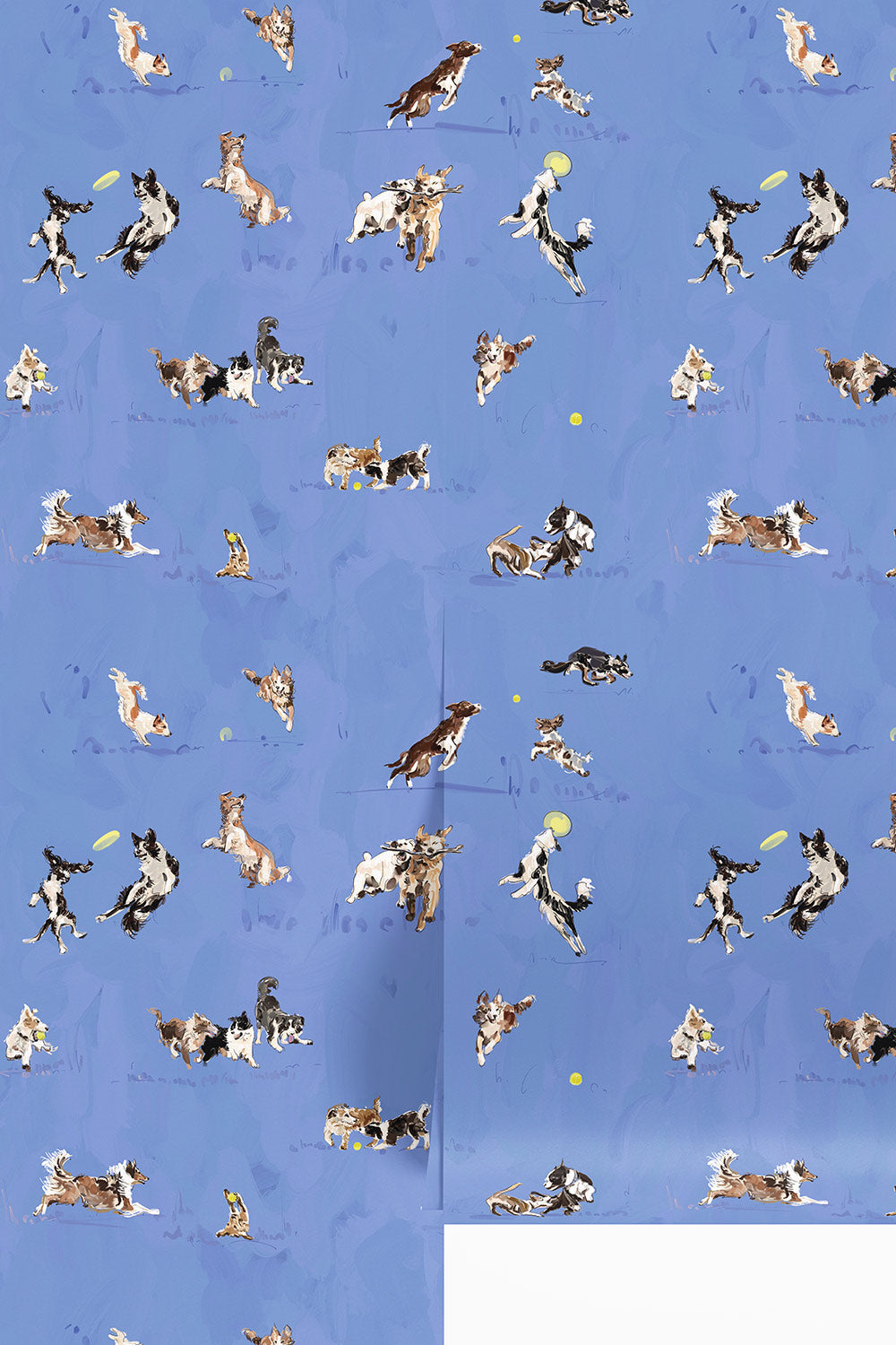 dog wallpaper, kids dog bedroom wallpaper, playful dog wallcovering, dog park wallpaper, hand drawn dog pattern, pet-friendly home wallpaper, mudroom dog wallpaper, whimsical dog decor