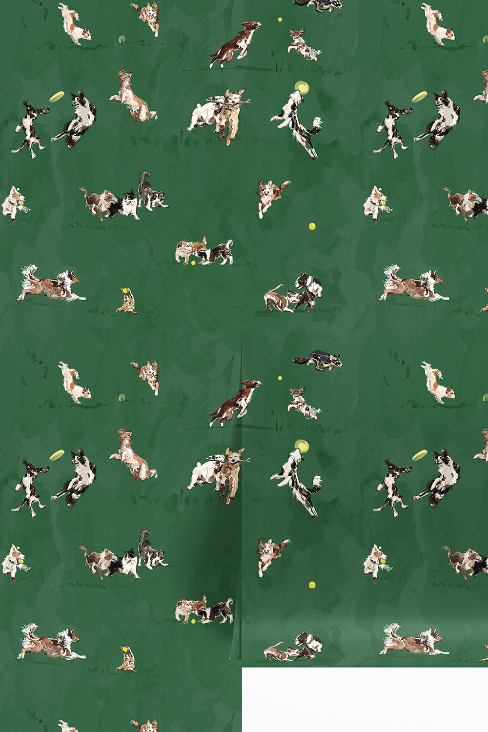 dog wallpaper, kids dog bedroom wallpaper, playful dog wallcovering, dog park wallpaper, hand drawn dog pattern, pet-friendly home wallpaper, mudroom dog wallpaper, whimsical dog decor