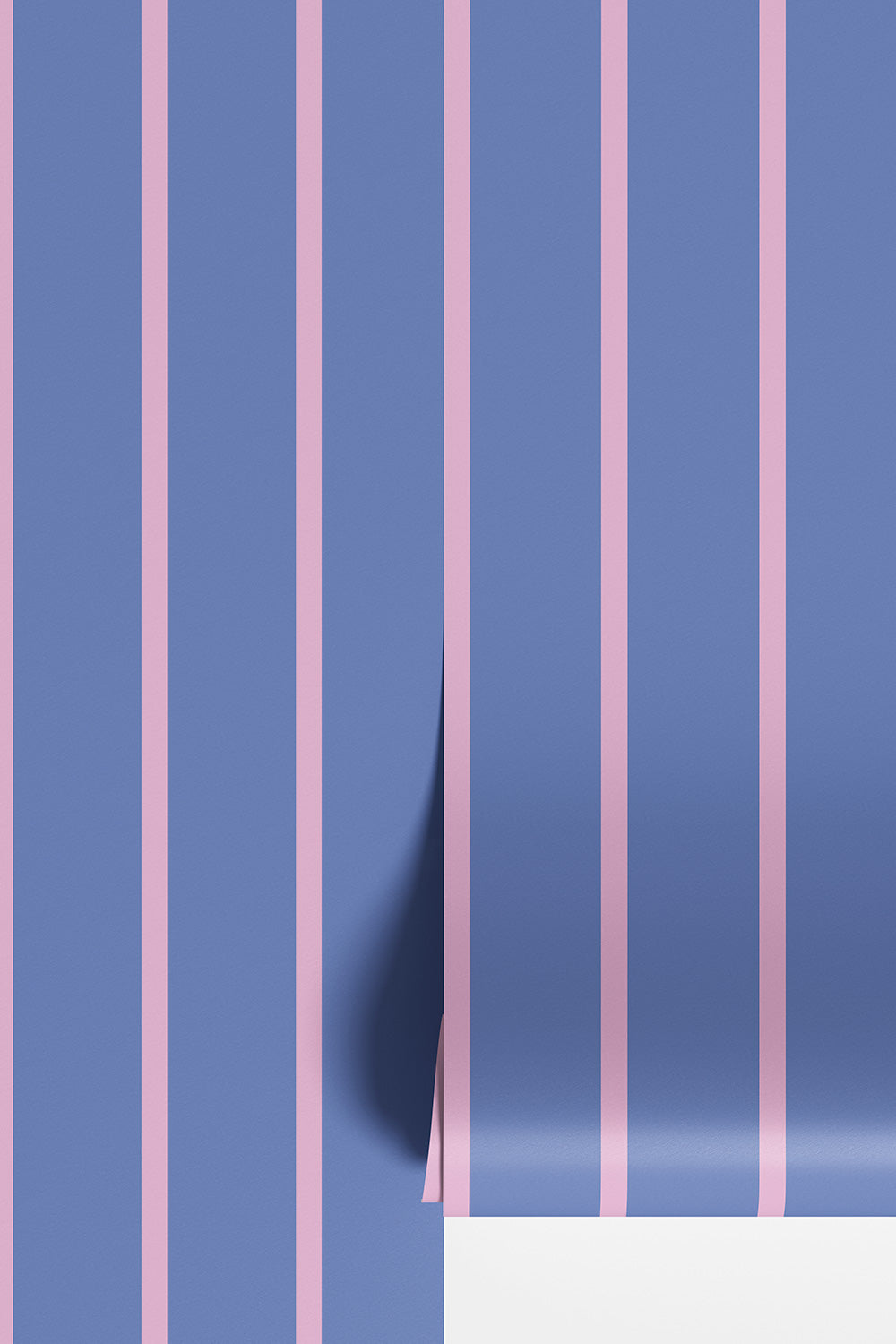 Vertical striped traditional wallpaper in blue and purple stripes great for kids rooms