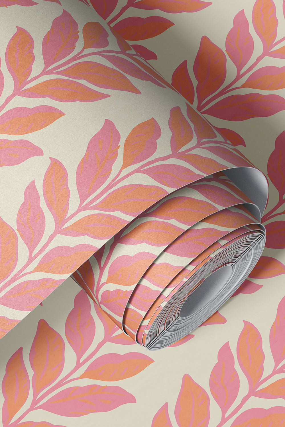 pink, orange and coral garden leaf stripe wallpaper
hand painted leaf wallpaper
botanical stripe wallpaper
vine wallpaper design
modern botanical stripe
colorful botanical wallpaper
wallpaper for small spaces
wallpaper for entryway walls
stripe wallpaper with leaves
cheerful botanical wallpaper
commercial grade water and stain resistant performance vinyl wall-covering, great for bathrooms, kitchens and commercial spaces