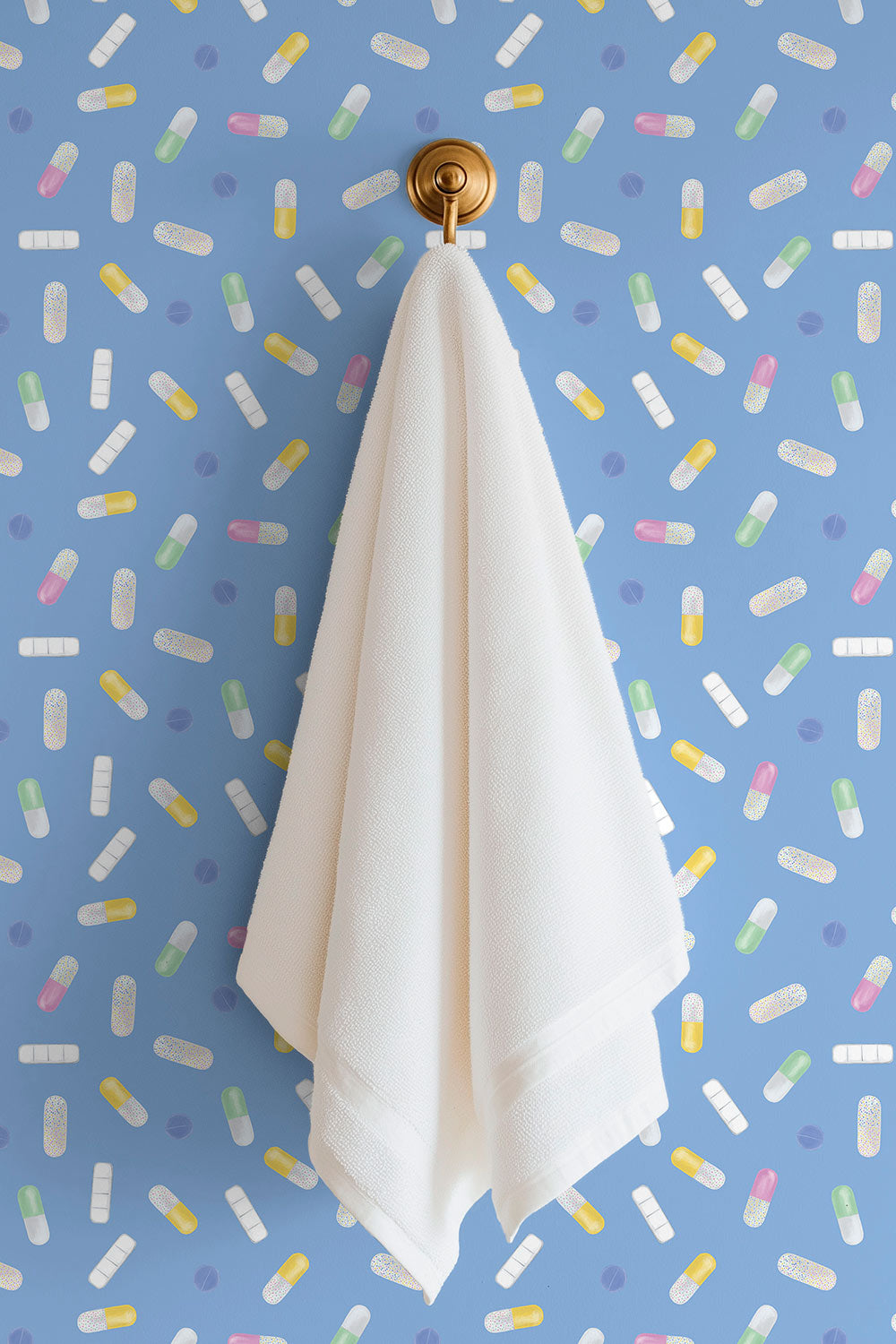 quirky wallpaper, funny bathroom wallpaper, novelty wallpaper, modern graphic wallpaper, black patterned wallpaper, playful powder room wallpaper, blue bathroom wallcovering