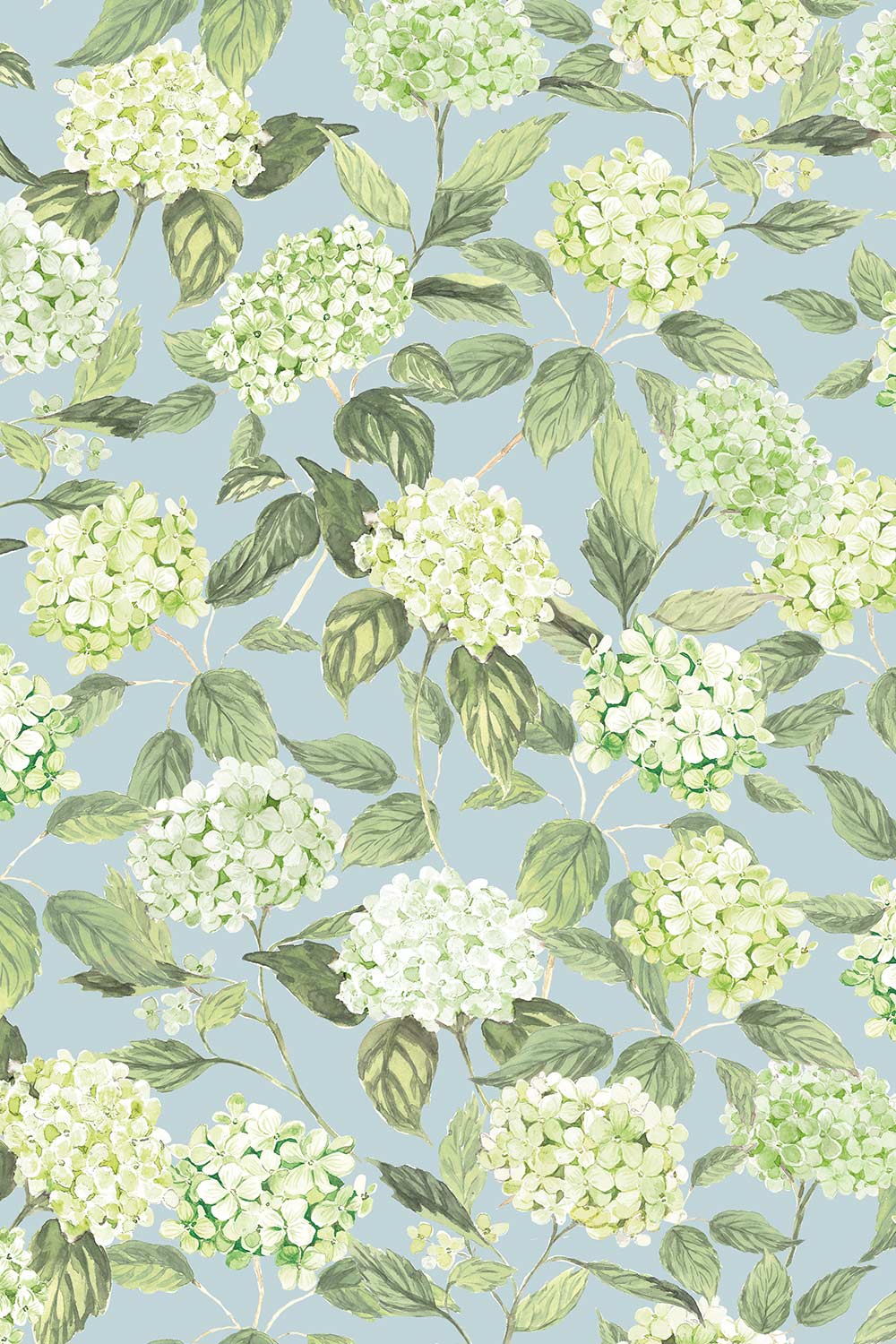 hydrangea wallpaper, watercolor floral wallpaper, hydrangea floral print, botanical wallpaper, blue floral wallpaper, pink floral wallpaper, green floral wallpaper, hand painted wallpaper, classic floral wallpaper, eco-friendly all-natural grasscloth wall-covering, grass cloth luxury wallpaper, paperweave wallpaper, basketweave wallpaper