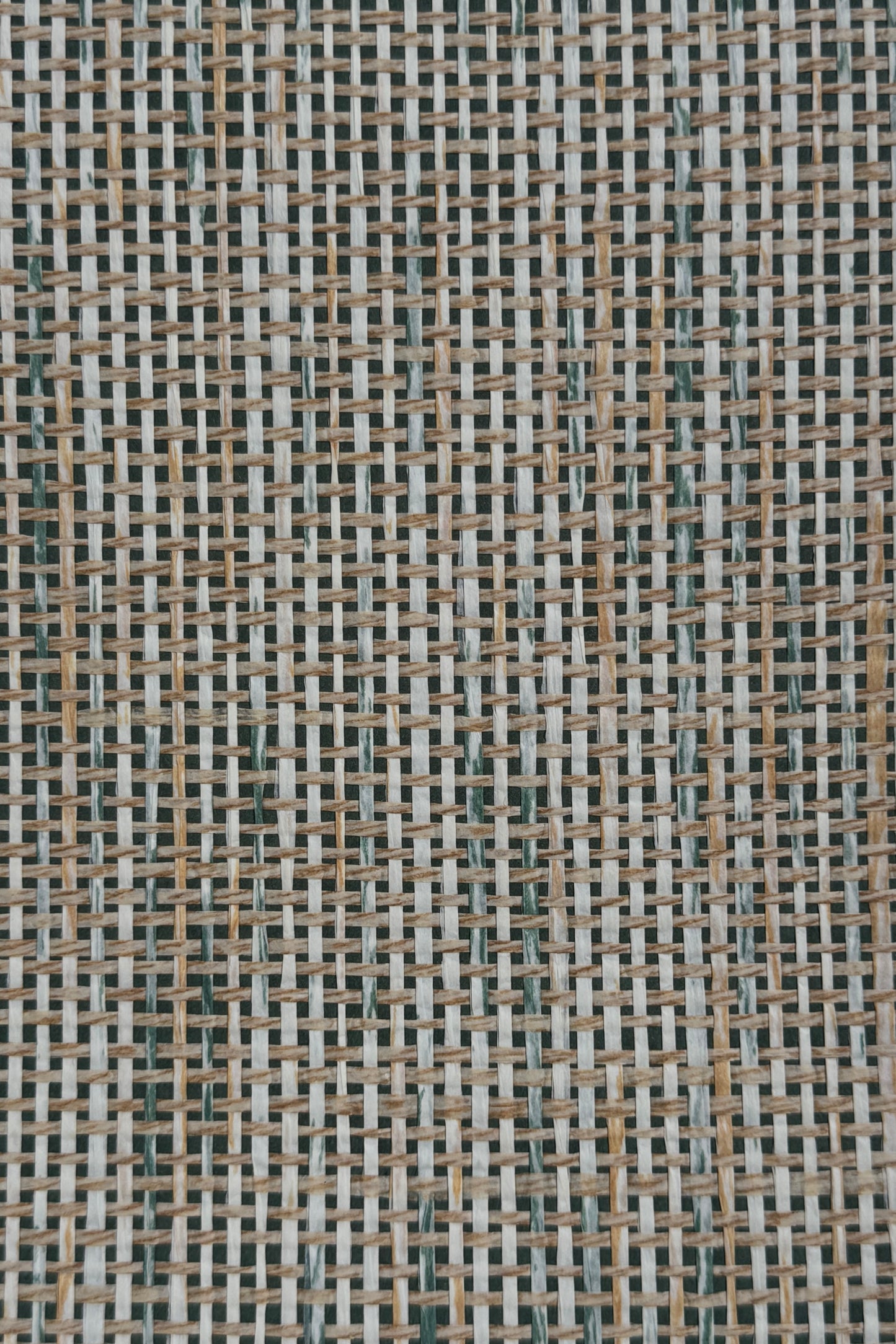 green ombre and tan earth tone basketweave woven wallpaper