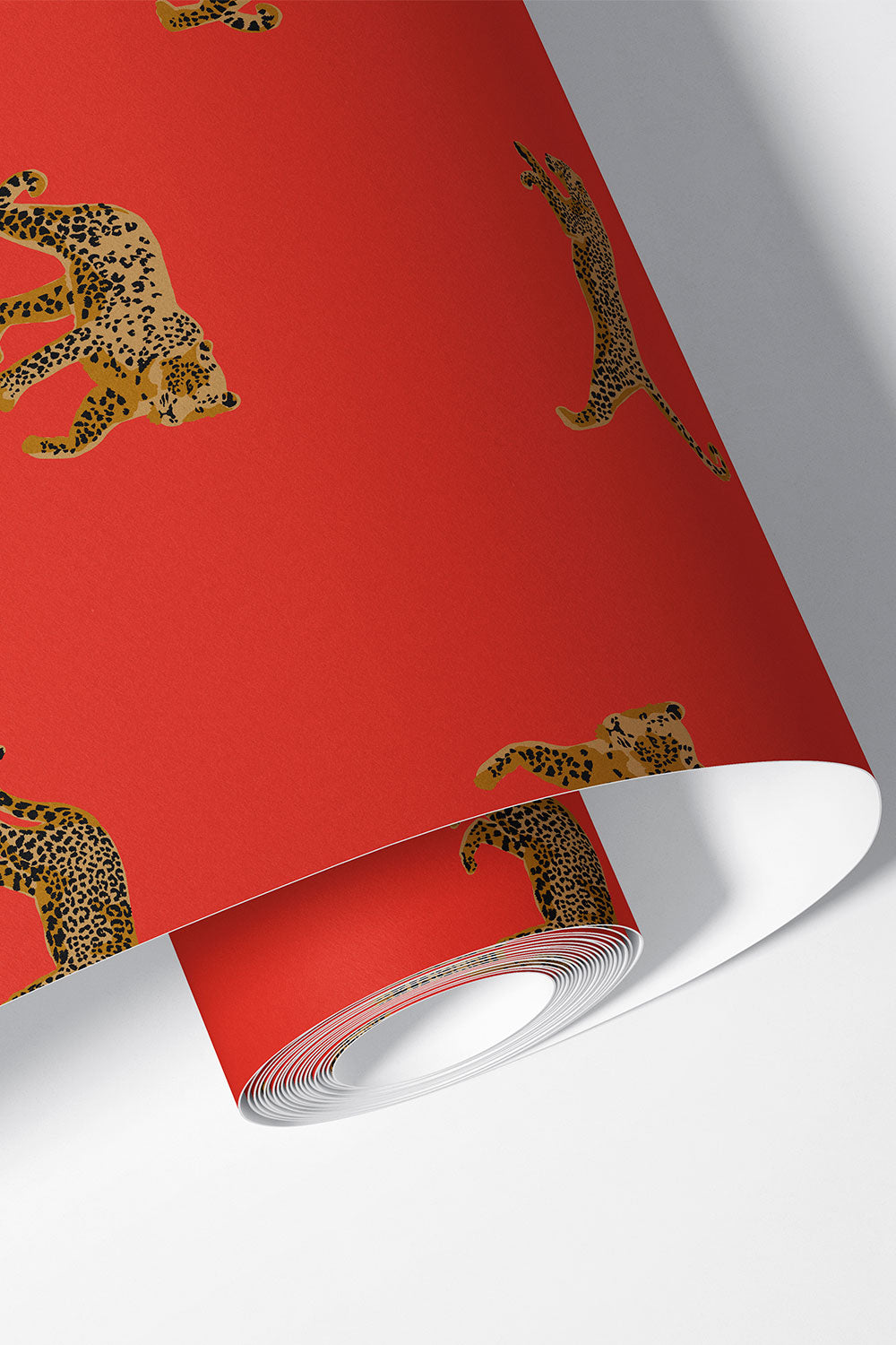 bold red leopard wallpaper
animal print wallpaper
bold leopard design
modern animal print wallpaper
dramatic statement wallpaper
powder room wallpaper
den wallpaper design
playful leopard wallpaper
bold color wallpaper
confident animal print décor
washable and stain-resistant commercial grade wall-covering