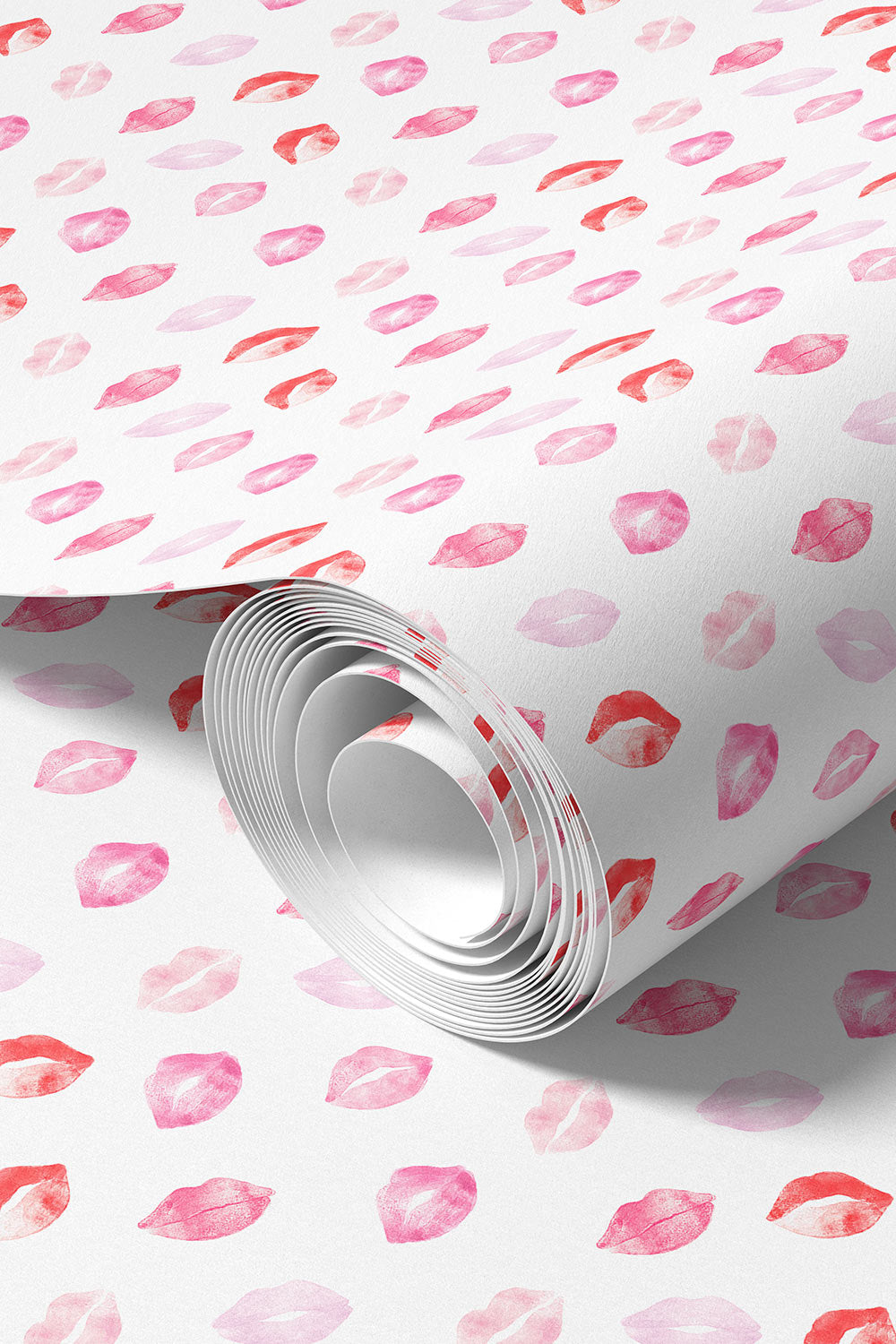 lipstick kiss wallpaper vinyl, commercial grade kiss print, textured vinyl wallpaper, washable lips wallpaper, salon wallpaper, beauty room wallpaper, lipstick pattern wallcovering
