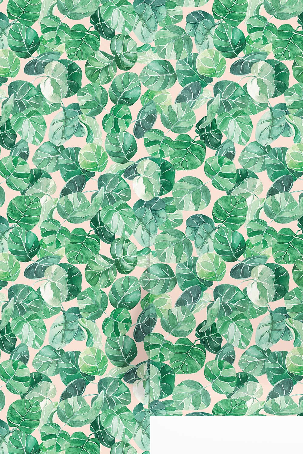 leaf wallpaper, botanical wallpaper, tropical wallpaper, watercolor leafy wallpaper, coastal wall covering, green leaf pattern wallpaper, nature inspired wallpaper, large-scale botanical design