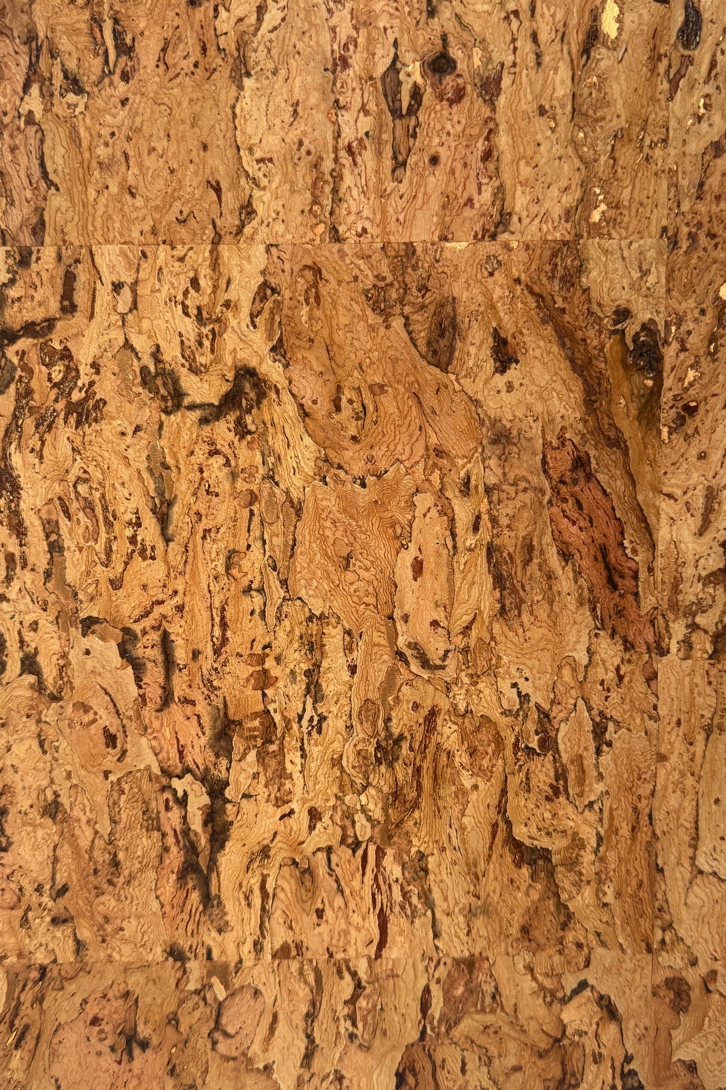 Natural Cork Wallpaper — close-up of classic tan cork wallpaper with warm organic movement and natural grain variation.