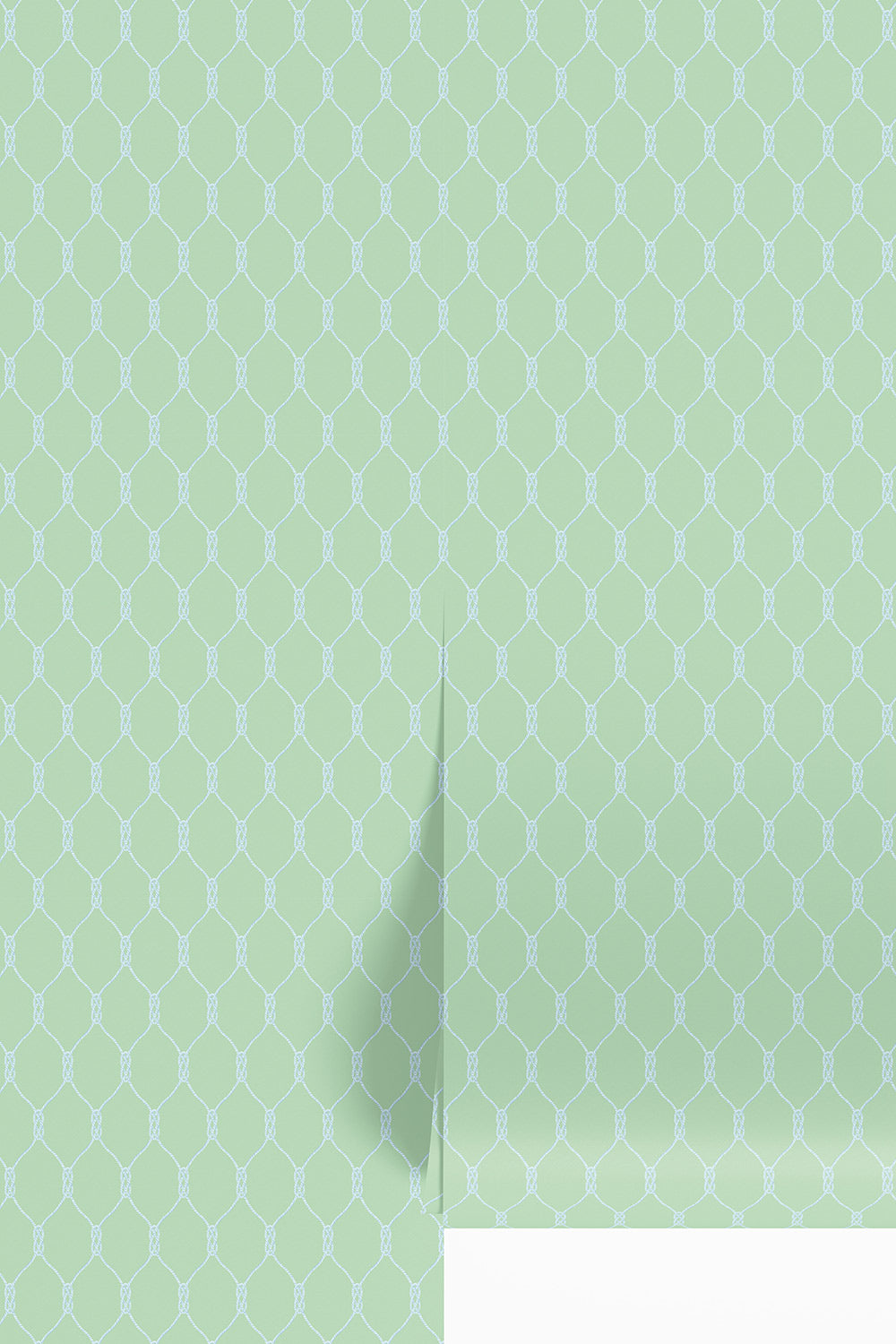 nautical knots wallpaper, rope knot wallpaper, coastal wallpaper, maritime geometric wallpaper, classic nautical décor, sailor knot pattern, preppy wallpaper, beach house wallcovering, pastel nautical wallpaper on pastel green and blue wall-covering