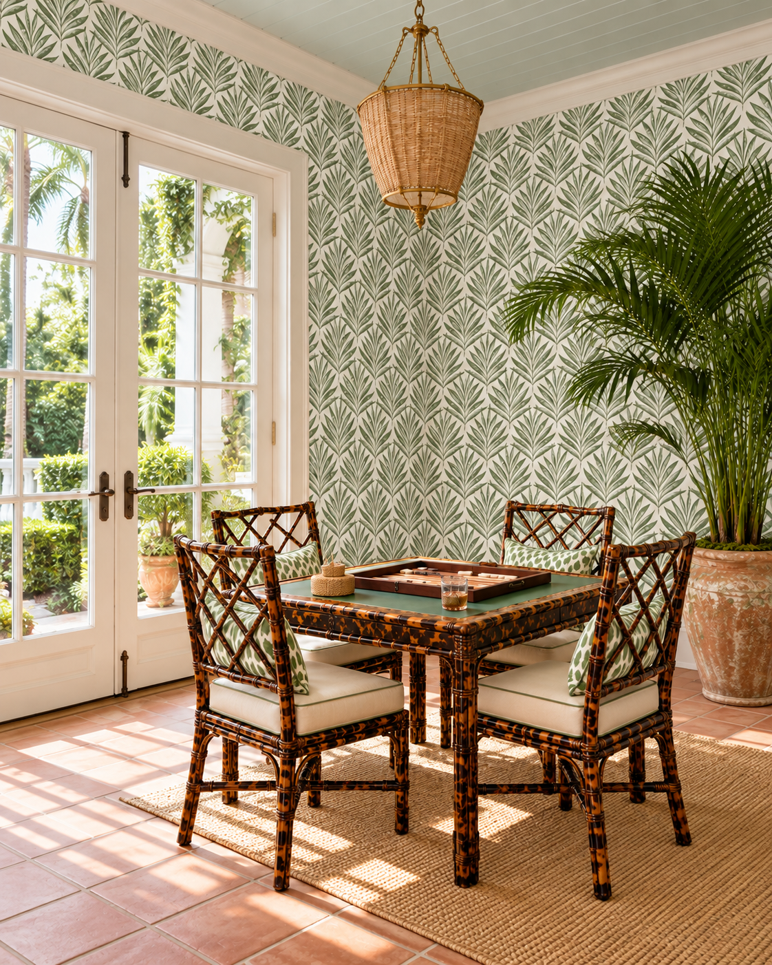 eutral moss green palm canopy wallpaper
tropical palm leaf wallpaper
botanical stripe wallpaper
tropical jungle wallpaper
palm leaf grid wallpaper
coastal tropical wallpaper
oasis inspired wallpaper
jungle canopy design wallpaper
modern botanical wallpaper
tropical stripe wall décor
mahjong gameroom
