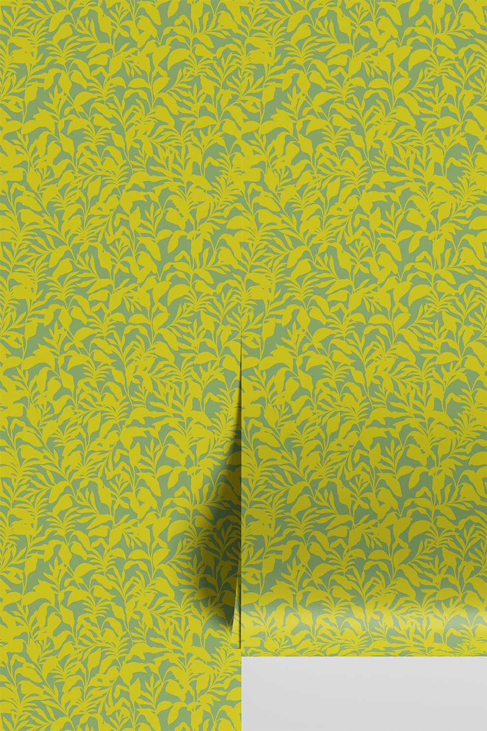 Palm Frond & Found wallpaper with bold botanical palm leaf pattern in bright green