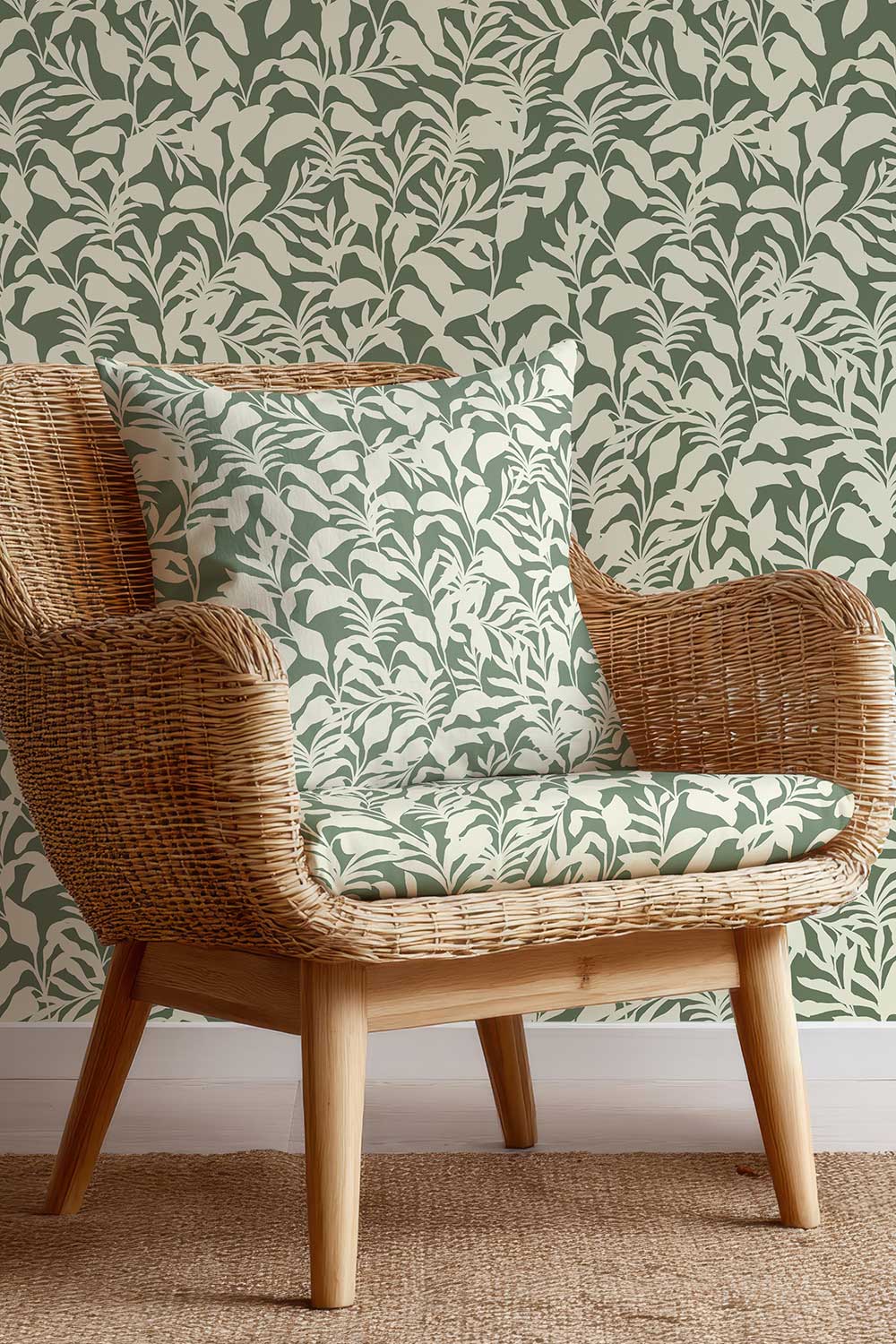 Bold tropical upholstery fabric featuring oversized palm frond leaves in a dynamic, statement-making pattern.