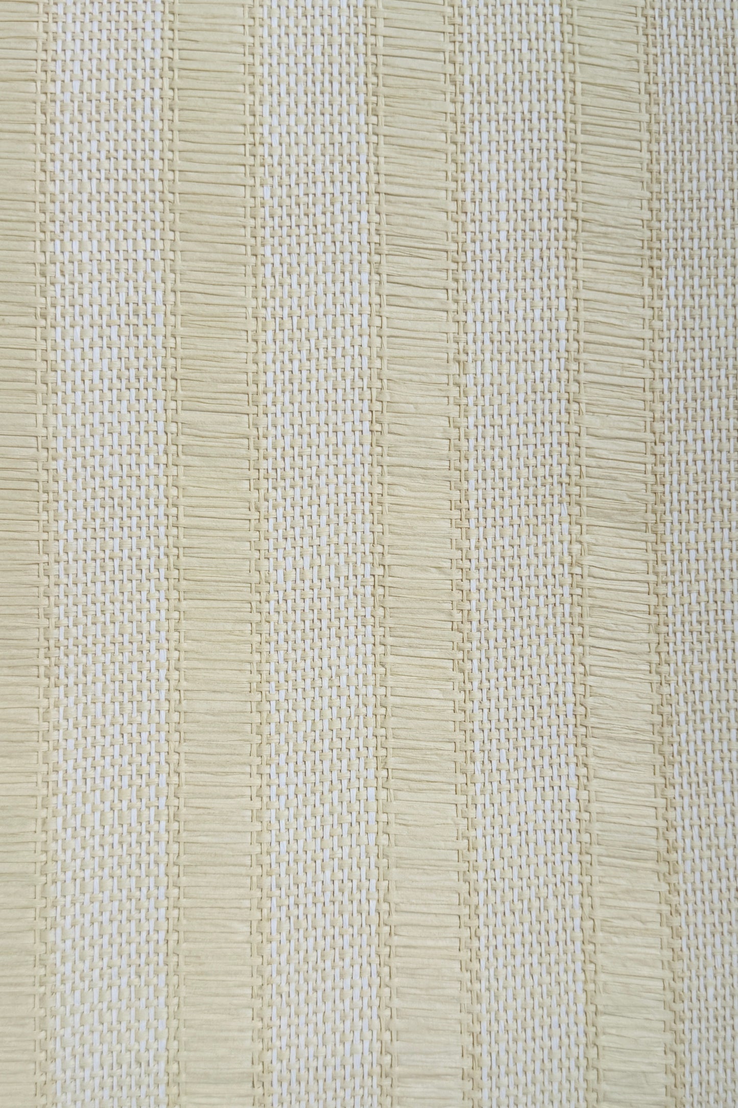 eco-friendly woven striped wallcovering in neutral shades for cozy cottage interiors