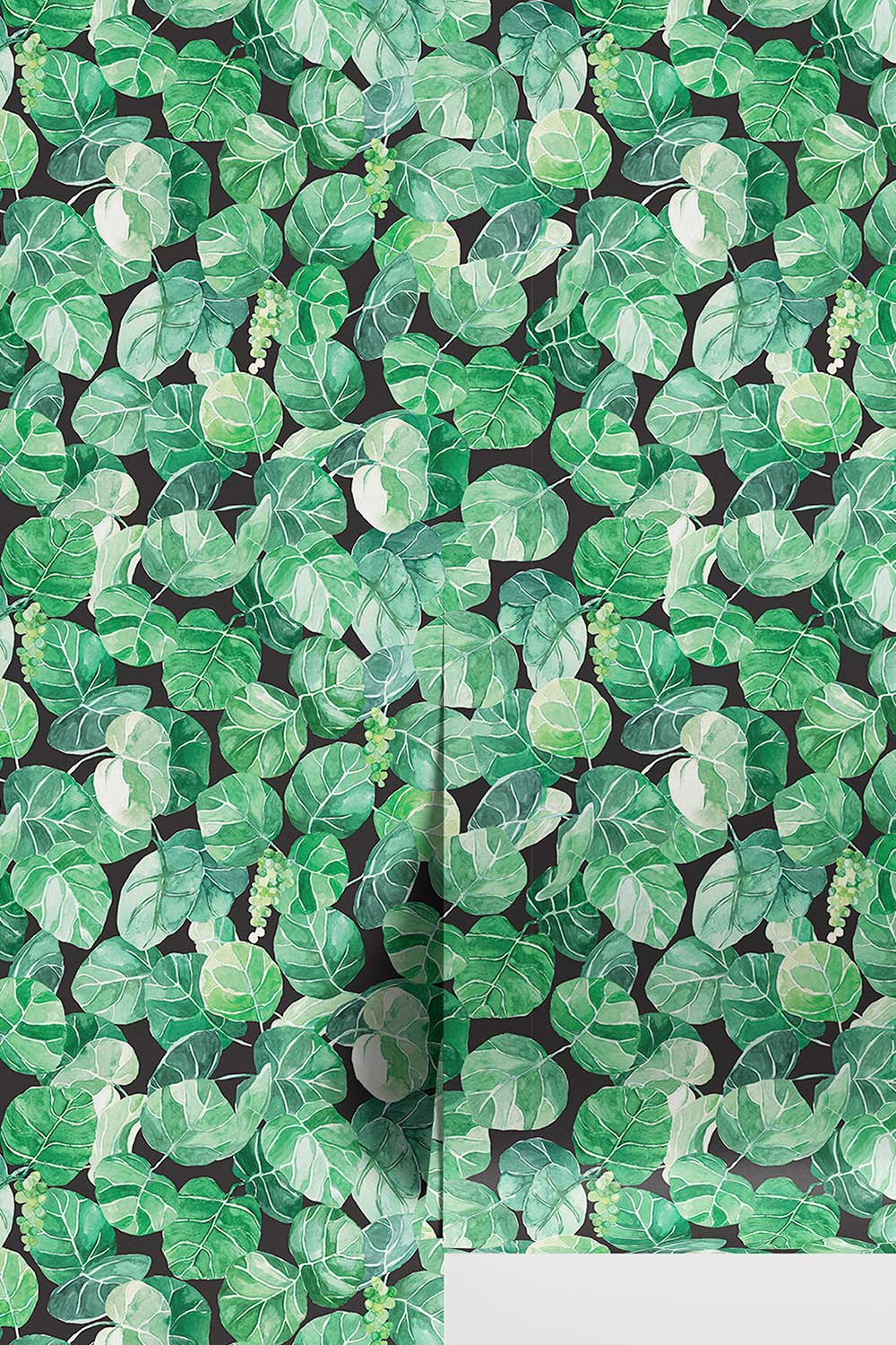 seagrape wallpaper, botanical leaf wallpaper, tropical wallcovering, watercolor leaf wallpaper, coastal wallpaper green, Miami botanical wallpaper, tropical home decor wallpaper, lake house botanical wallpaper