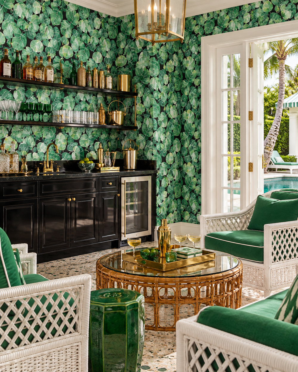 seagrape wallpaper, botanical leaf wallpaper, tropical wallcovering, watercolor leaf wallpaper, coastal wallpaper green, Miami botanical wallpaper, tropical home decor wallpaper, lake house botanical wallpaper