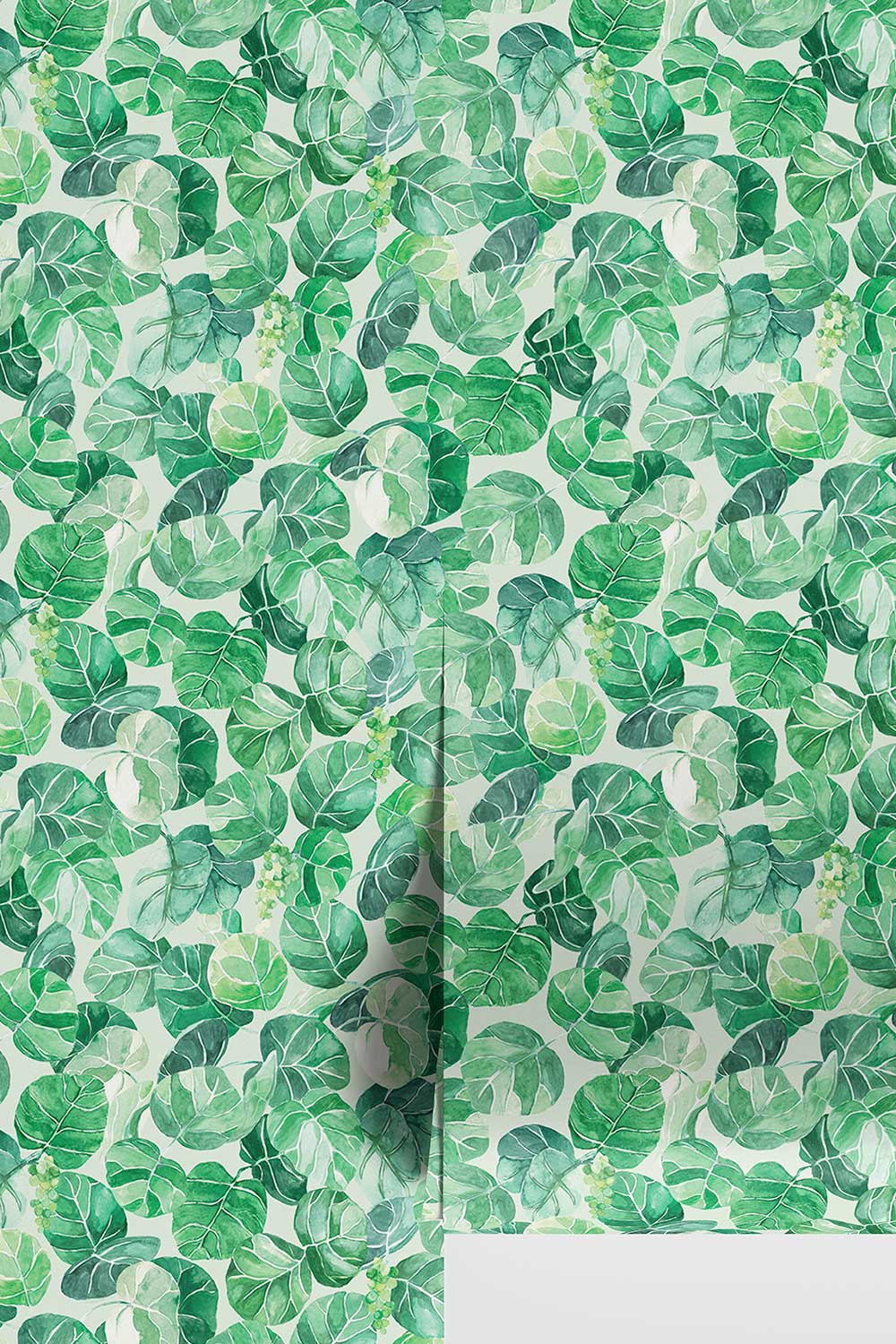 seagrape wallpaper, botanical leaf wallpaper, tropical wallcovering, watercolor leaf wallpaper, coastal wallpaper green, Miami botanical wallpaper, tropical home decor wallpaper, lake house botanical wallpaper