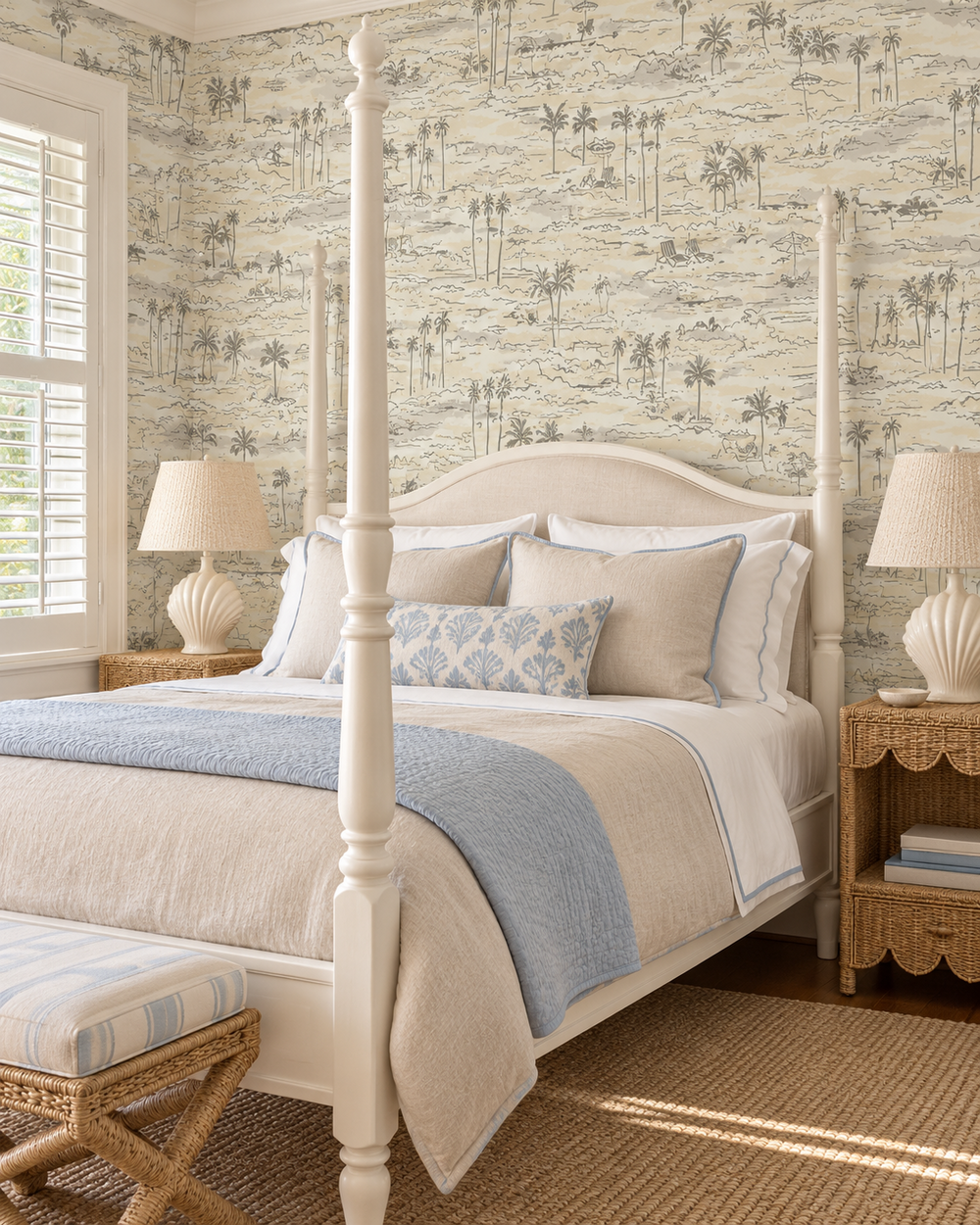 coastal luxury bedroom 
neutral tan and cream coastal toile wallpaper
beach toile wallpaper
seaside toile design
tropical toile wallpaper
palm tree toile wallpaper
coastal getaway wallpaper
beach house wallpaper
nautical toile wallpaper
traditional toile coastal design
ocean waves wallpaper