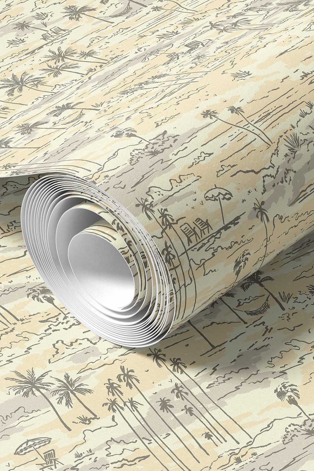 neutral tan and cream coastal toile wallpaper
beach toile wallpaper
seaside toile design
tropical toile wallpaper
palm tree toile wallpaper
coastal getaway wallpaper
beach house wallpaper
nautical toile wallpaper
traditional toile coastal design
ocean waves wallpaper
commercial grade water and stain resistant performance vinyl wall-covering, great for bathrooms, kitchens and commercial spaces