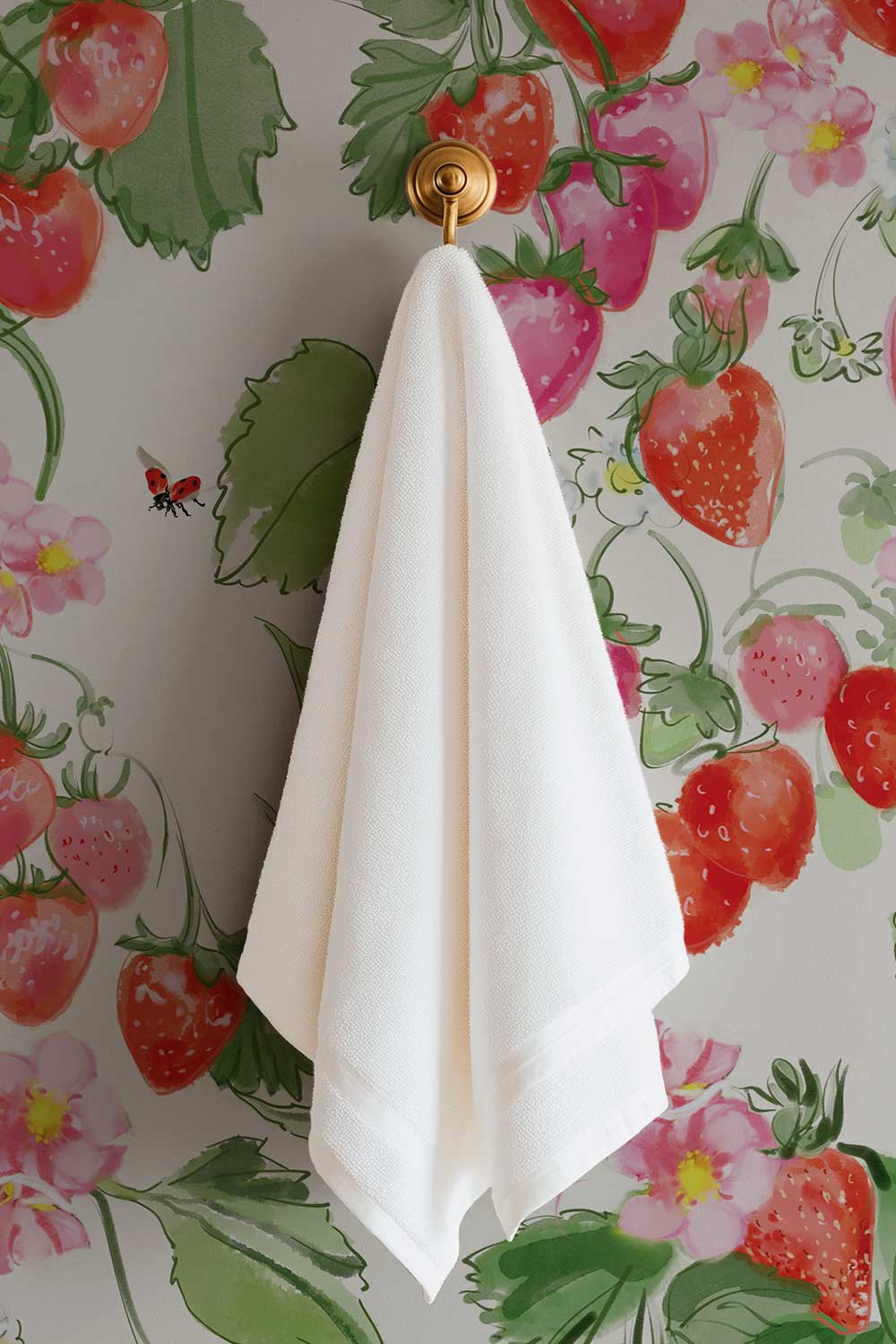 Strawberry wallpaper, fruit wallpaper, botanical wallpaper, pink red wallpaper, kitchen wallpaper, playful wallpaper, garden wallpaper, strawberry print, kids wallpaper, watercolor wallpaper, luxury wallpaper; printed on performance vinyl wallpaper that is stain and moisture resistant, restaurant wallpaper, fire rated wallpaper, commercial grade wallpaper perfect for bathrooms