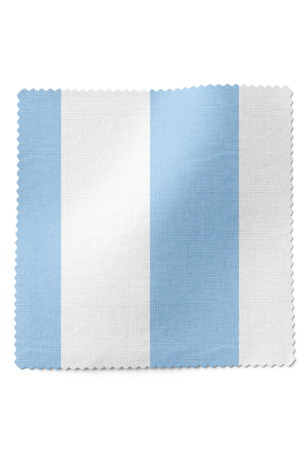 Narrow stripe upholstery fabric with a clean, classic layout and confident, design-forward character in coastal ocean blue and white.