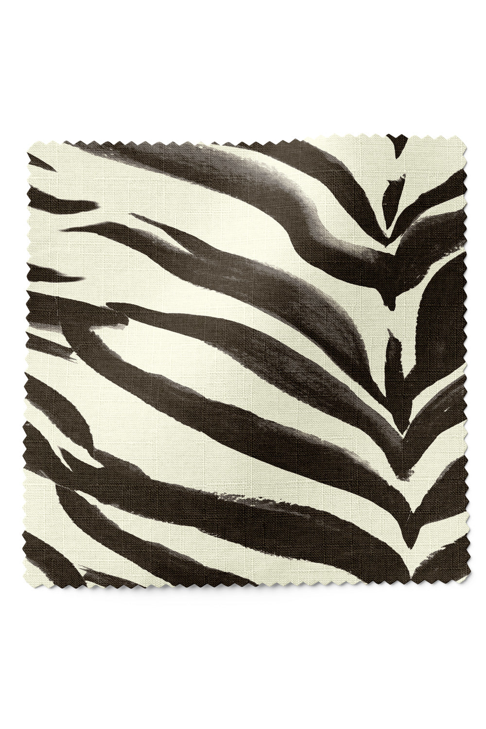 Painterly stripe upholstery fabric with hand-painted watercolor zebra-inspired stripes, offering soft movement and visual depth in black charcoal on cream.