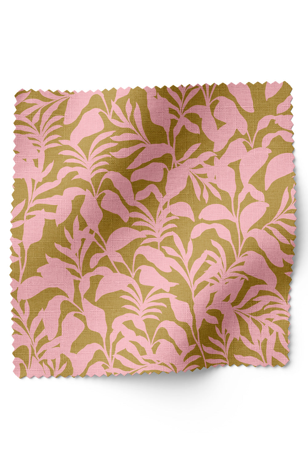 Bold tropical upholstery fabric featuring oversized palm frond leaves in a dynamic, statement-making pattern.