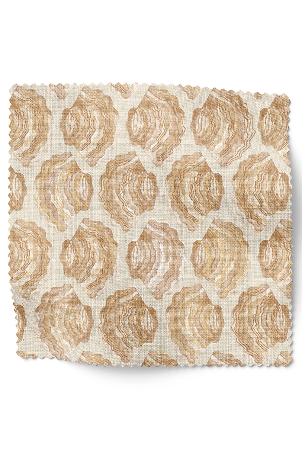 Coastal stripe upholstery fabric with hand-painted watercolor seashells arranged in a relaxed, beach-inspired pattern.