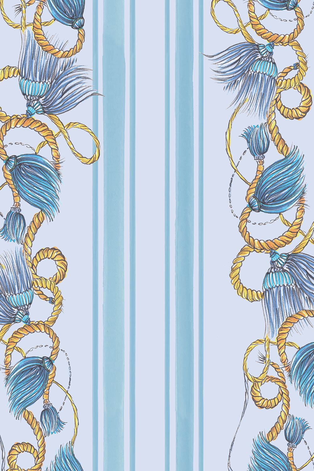 grasscloth stripe wallpaper, chinoiserie grasscloth wallcovering, tassel wallpaper grasscloth, French blue wallpaper, eco friendly striped wallpaper, woven natural wallpaper, watercolor stripe grasscloth, classic blue stripe wallpaper