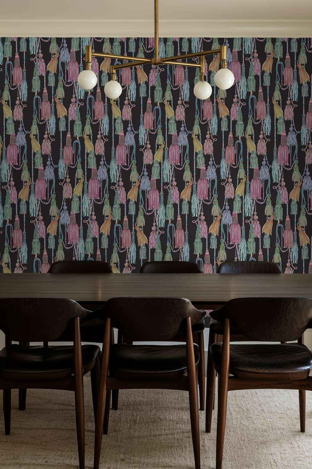 tassel wallpaper grasscloth, chinoiserie grasscloth wallpaper, chintz tassel pattern, natural woven wallpaper, traditional interior design wallpaper, trellis grasscloth wallcovering, neutral tassel wallpaper, hand painted tassel design