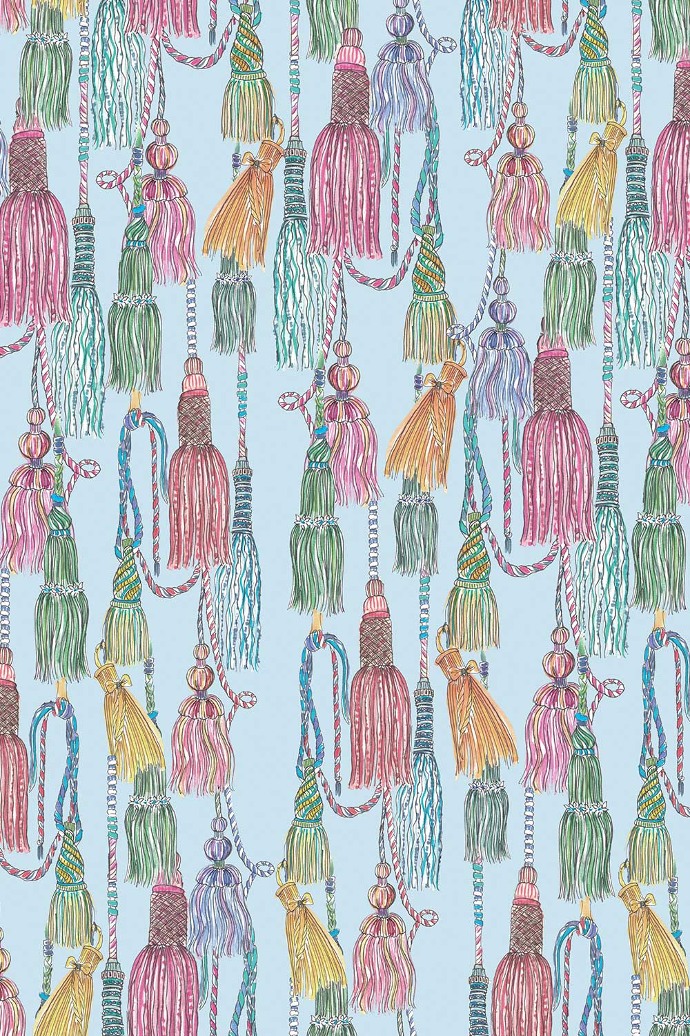 tassel wallpaper grasscloth, chinoiserie grasscloth wallpaper, chintz tassel pattern, natural woven wallpaper, traditional interior design wallpaper, trellis grasscloth wallcovering, neutral tassel wallpaper, hand painted tassel design