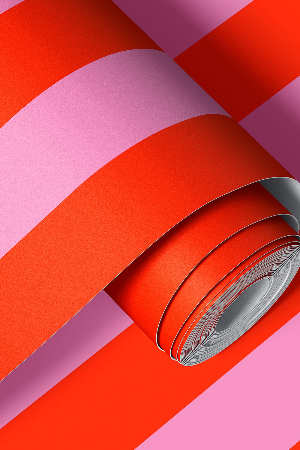 Narrow stripe wallpaper in modern bold color combinations on performance textured washable wallpaper