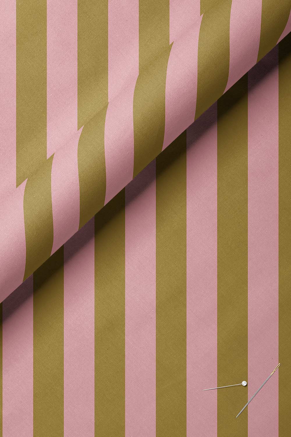 Narrow stripe upholstery fabric with a clean, classic layout and confident, design-forward character in bronze and pink.
