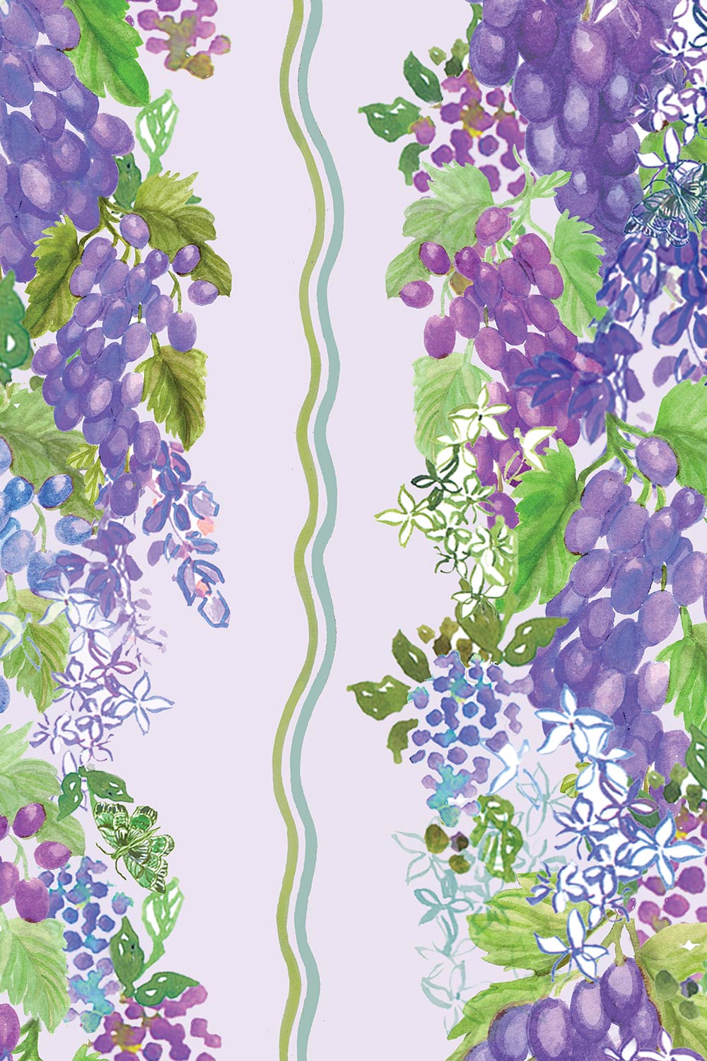 grasscloth vineyard wallpaper, grape wallpaper grasscloth, eco friendly vine wallpaper, watercolor grape wallcovering, natural woven wallpaper, wine country wallpaper, vineyard stripe pattern, artisanal grasscloth wallpaper