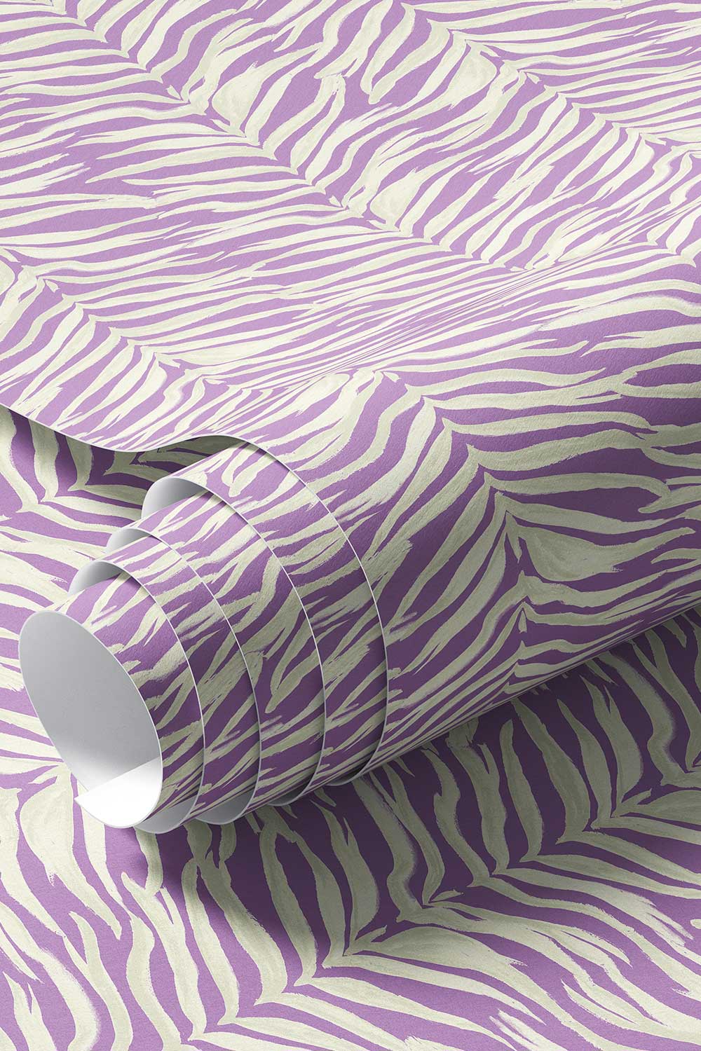 lilac purple and white zebra stripe wallpaper
watercolor stripe wallpaper
botanical stripe wallpaper
leaf stripe wallpaper
animal print wallpaper
neutral stripe wallpaper
kids room wallpaper
powder room wallpaper
modern stripe wall-covering
hand painted stripe wall-covering
commercial grade water and stain resistant performance vinyl wall-covering, great for bathrooms, kitchens and commercial spaces