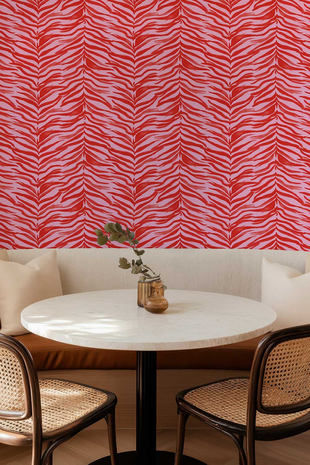 bold red and pink wall-covering
